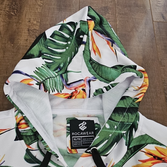 Rocawear Hawaiian Floral Hoodie Mens XL Kangaroo Pocket - Picture 6 of 15